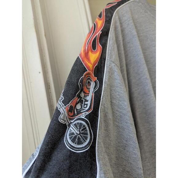 No Boundaries Y2K Vintage Biker Motorcycle Flame Baggy 3XL Oversized Gray Tee - Picture 3 of 9